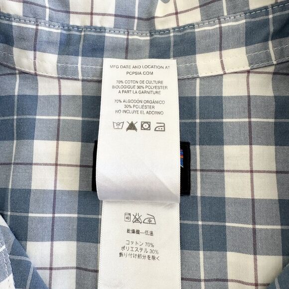 Patagonia Button Down Shirt Mens XL Blue Plaid Fezzman Organic Cotton Blend - Picture 8 of 11